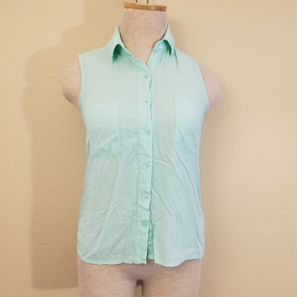Ambiance apparel teal button up tank S - Picture 4 of 5